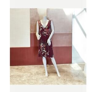 BISHUIGE Women's Sleeveless Dress Boho Floral Pockets Size XL